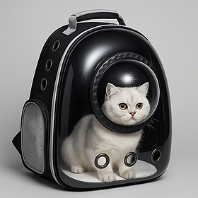 Рюкзак переноска для котів з пластиковим вікном, 42x35x22 см, Чорний (Переноска для тварин)