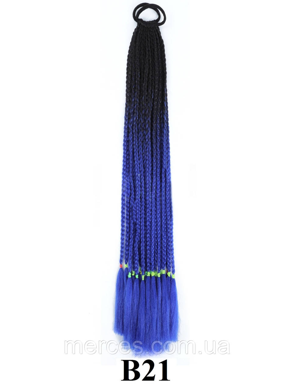 Канекалон на резинці 12шт. кіски зізі В21 чорний синій неон хвіст афрокоси омбре 60см 50гр у зачіску ZiZi, фото 1