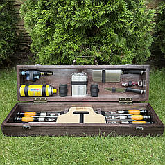 Набір шампурів Кемпінг міні ручної роботи. Шашличний набір шампурів у кейсі + гравіювання