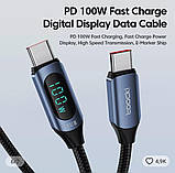 Кабель для швидкого заряджання Toocki Type-C Power Delivery Fast Charge PD, QC3.0 100w з дисплеєм Black, 2 метри, фото 3