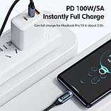 Кабель для швидкого заряджання Toocki Type-C Power Delivery Fast Charge PD, QC3.0 100w з дисплеєм Black, 2 метри, фото 5