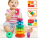 Дитяча розвиваюча гвинтова тактильна мега пірамідка 31403 з шестернями, фото 2
