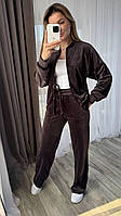 Спортивний костюм жіночий велюровий кофта на блискавці без капюшона та штани прямі 42-44 46-48 50-52 54-56 58-60