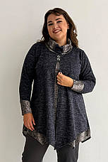 Трикотажна туніка великих розмірів синя, що приховує, фото 3