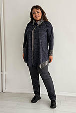 Трикотажна туніка великих розмірів синя, що приховує, фото 4