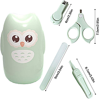 Манікюрний набір 4в1 дитячий "Сова", зелений