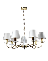 Люстра Edlin PL321167-7 Moren латунна на 7 ламп E14 з текстильними абажурами
