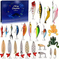 Адвент-календар "Merry Christmas& Happy New Year", Набір приманок для риболовлі No10, 24 шт.