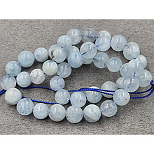 Натуральні намистини Аквамарин 8,6-9мм, довжина 38см