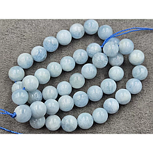 Натуральні намистини Аквамарин 9мм, довжина 38см