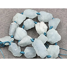 Натуральні намистини Аквамарин ~20*25мм, довжина 40-42см