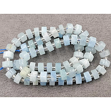 Натуральні намистини Аквамарин рондель 7*4мм, довжина 38см