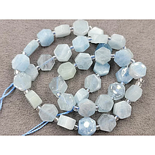 Натуральні намистини Аквамарин 9мм, довжина 38см