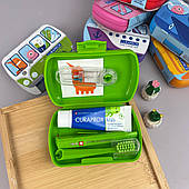 Дорожній набір Curaprox Kids Travel Set Зелений від 6 років - щітка, паста, йоршики для гігієни зубів у подорожах