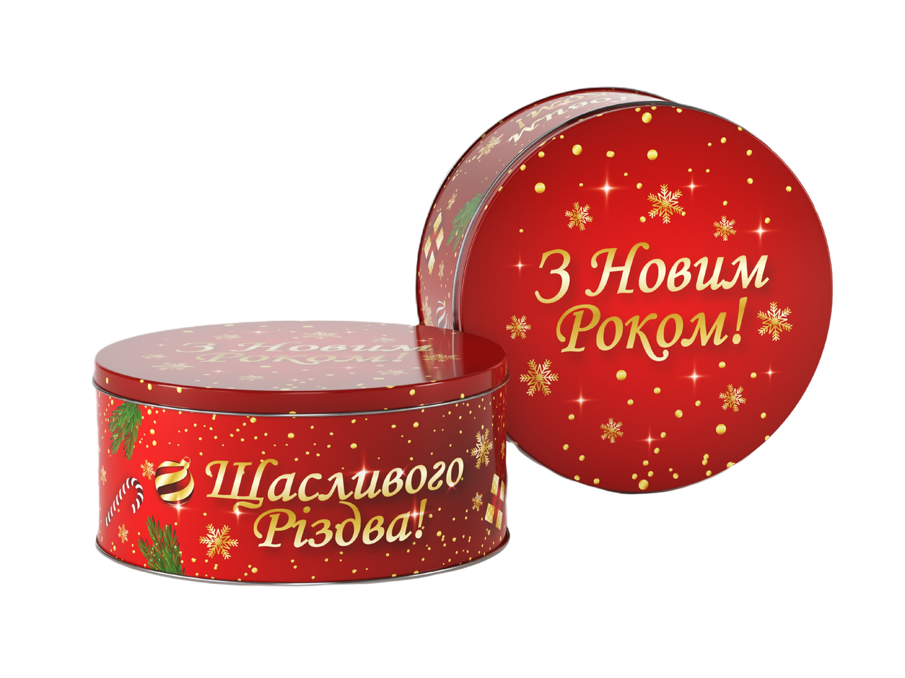 Новорічна коробка металева 300 грам 100*190 мм, фото 1