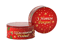 Новорічна коробка металева 300 грам 100*190 мм