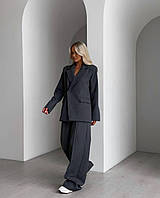 Жіночий костюм двійка брюки палаццо і піджак Cartell сірий