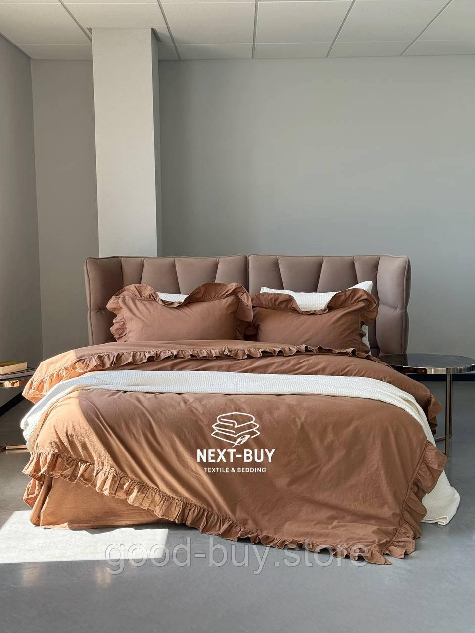 Ексклюзивна постільна білизна Limasso Wood smoke 200x220 з вареної бавовни