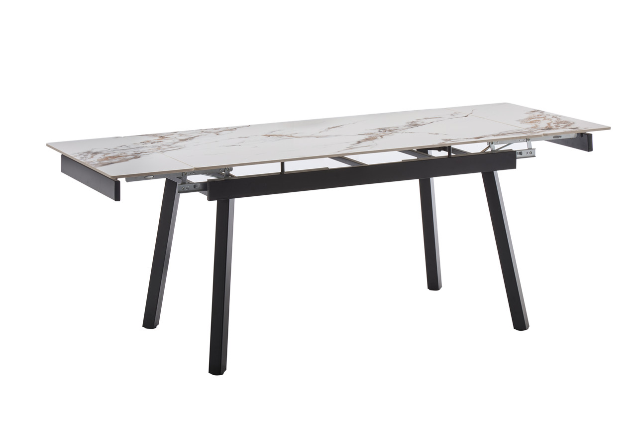 Стіл обідній Бастіон кераміка 140-200 см (чорний/білий мармур нефрит), фото 1