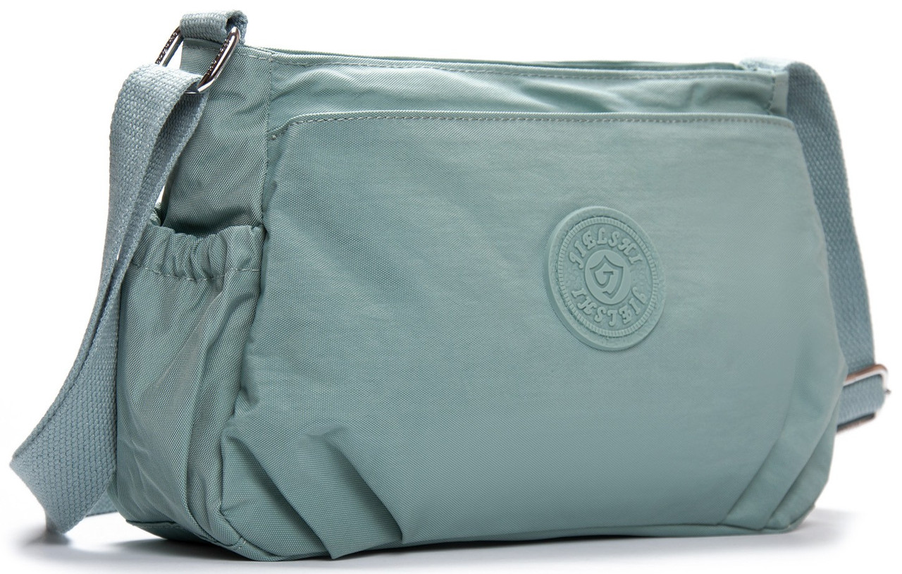 Сумка через плече жіноча зелена тканинна кроссбоді один відділ на блискавці Jielshi H6-31