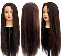 Навчальна голова для зачісок та головних уборів – манекен для стрижки, укладання, плетіння 80см, 30% натур. волосся