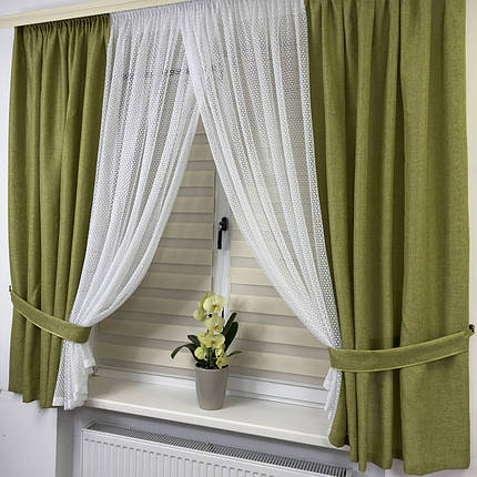 Тюль-штора в дитячу, спальню на кухню №471 зелений, фото 1