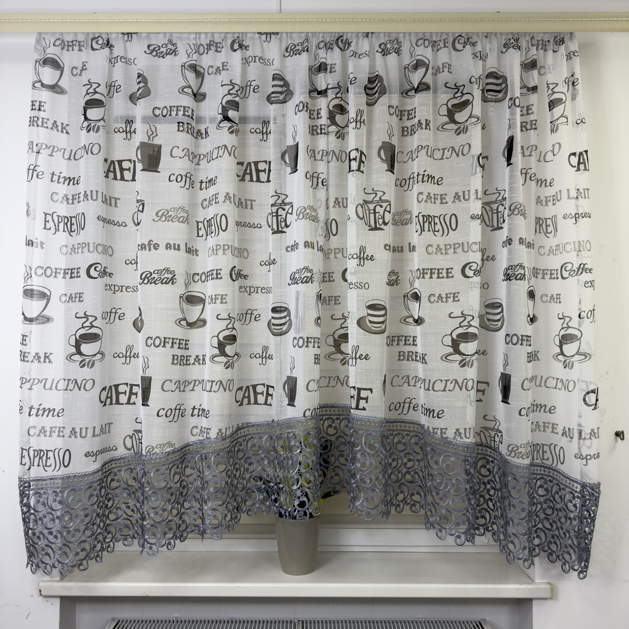 Арка батистова з макраме Кава сіра