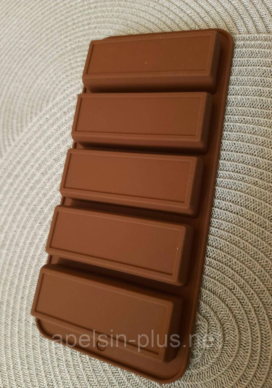 Силіконова форма для випікання та виготовлення шоколадних батончиків на 5 осередків, фото 1