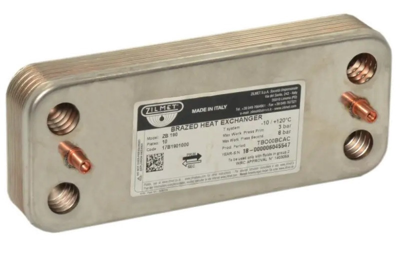 Теплообмінник вторинний Zilmet для котлів TeploWest BASIS ,Airfel , Hi-Therm Optimus арт. DO345-2,17B1901218,, фото 1