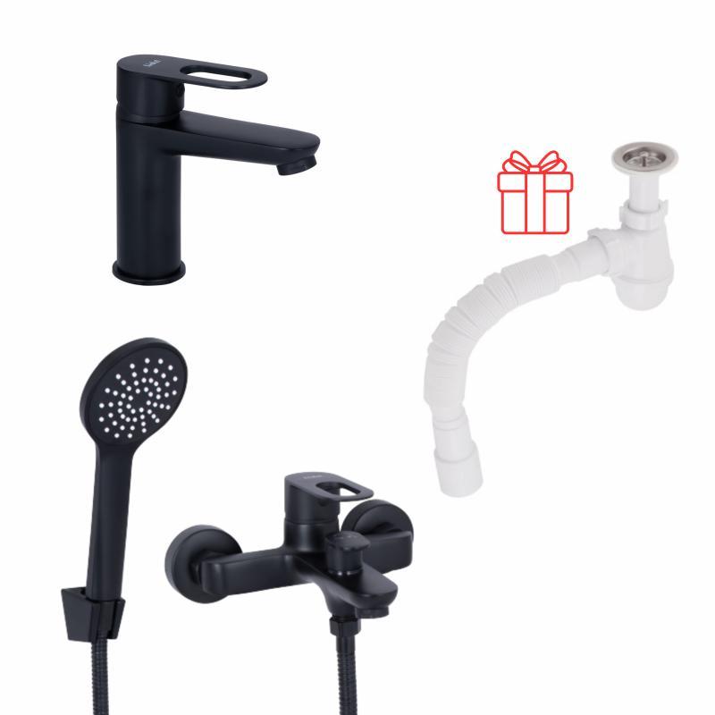 Комплект для Ванної Latwa: Змішувач для раковини LDLAT001BLA45418 + Змішувач для ванної LDLAT006BLA45419, фото 1