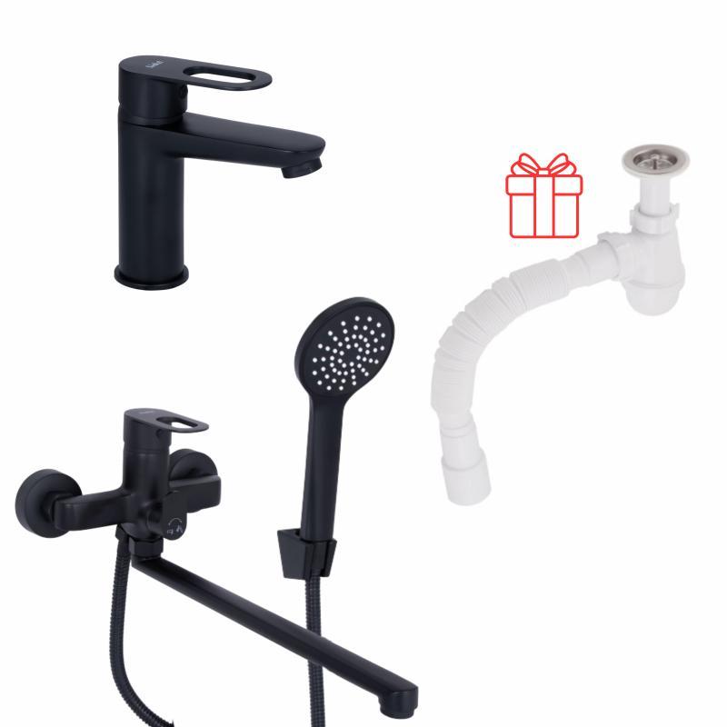 Комплект для ванної Latwa: Змішувач для раковини LDLAT001BLA45418 + Змішувач для ванної LDLAT005BLA45420, фото 1