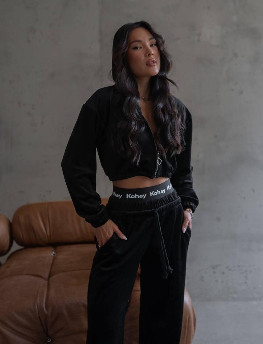 Костюм спортивний велюровий з укороченою кофтою 9754, фото 1