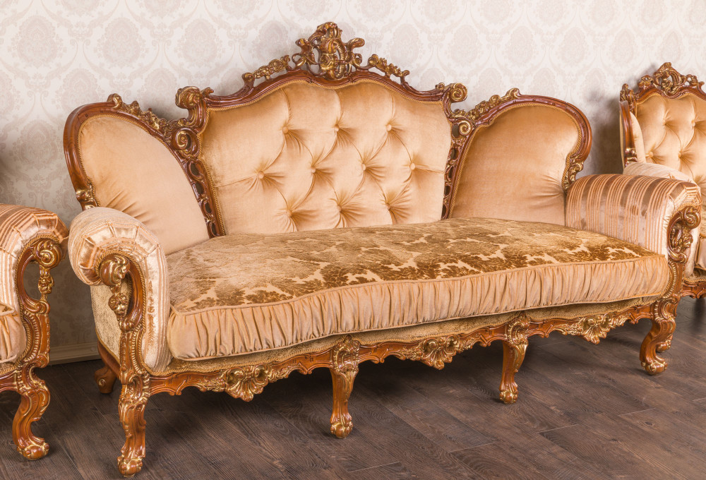 Диван класичний тримісний в стилі Бароко Ізабелла (преміум клас) натуральне дерево, фото 1