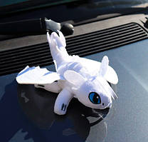 М'яка іграшка дракон нічна Біла Фурія з кріпленням на машину 25 см