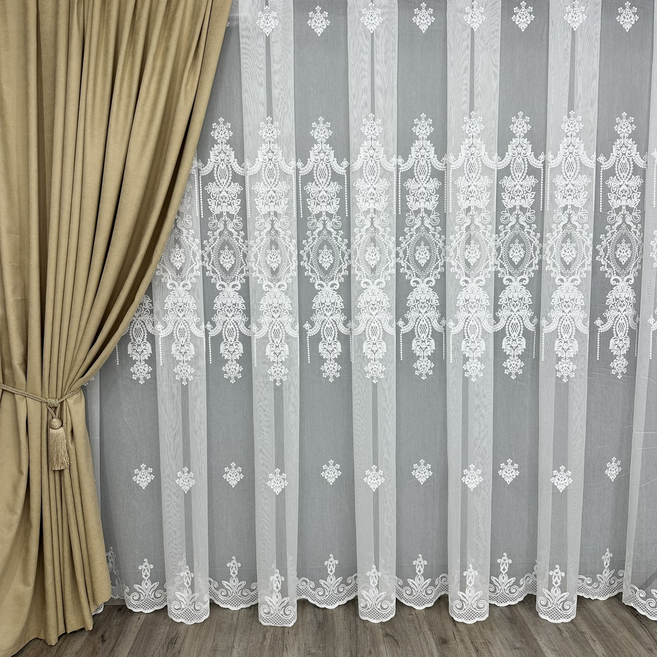 Бамбукова тюль з вишивкою Keten №2075 на опт