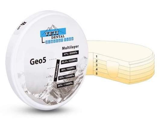 Цирконієвий багатошаровий диск Geo5 - К2, колір А1, Ø 98,5мм, для CAD/CAM, Yeti Dental (Німеччина), фото 1