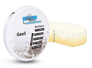 Цирконієвий багатошаровий диск Geo5 - К2, колір А1, Ø 98,5мм, для CAD/CAM, Yeti Dental (Німеччина)