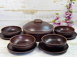 Набір посуду "Родинне коло" на 4 персони з глини