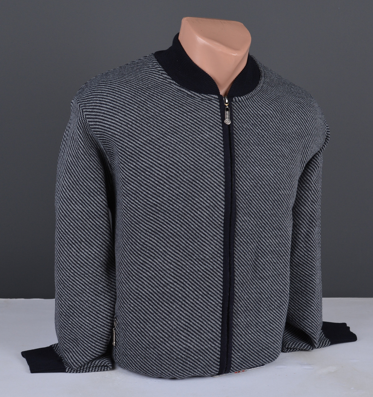 Чоловічий бомбер сірий | Чоловіча кофта на блискавці Туреччина 9325, фото 1