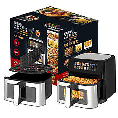 Аерофрітюрниця Zepline ZP-211 14л / Багатофункціональний аерогриль 4000Вт / Фритюрниця без олії з 2 тени