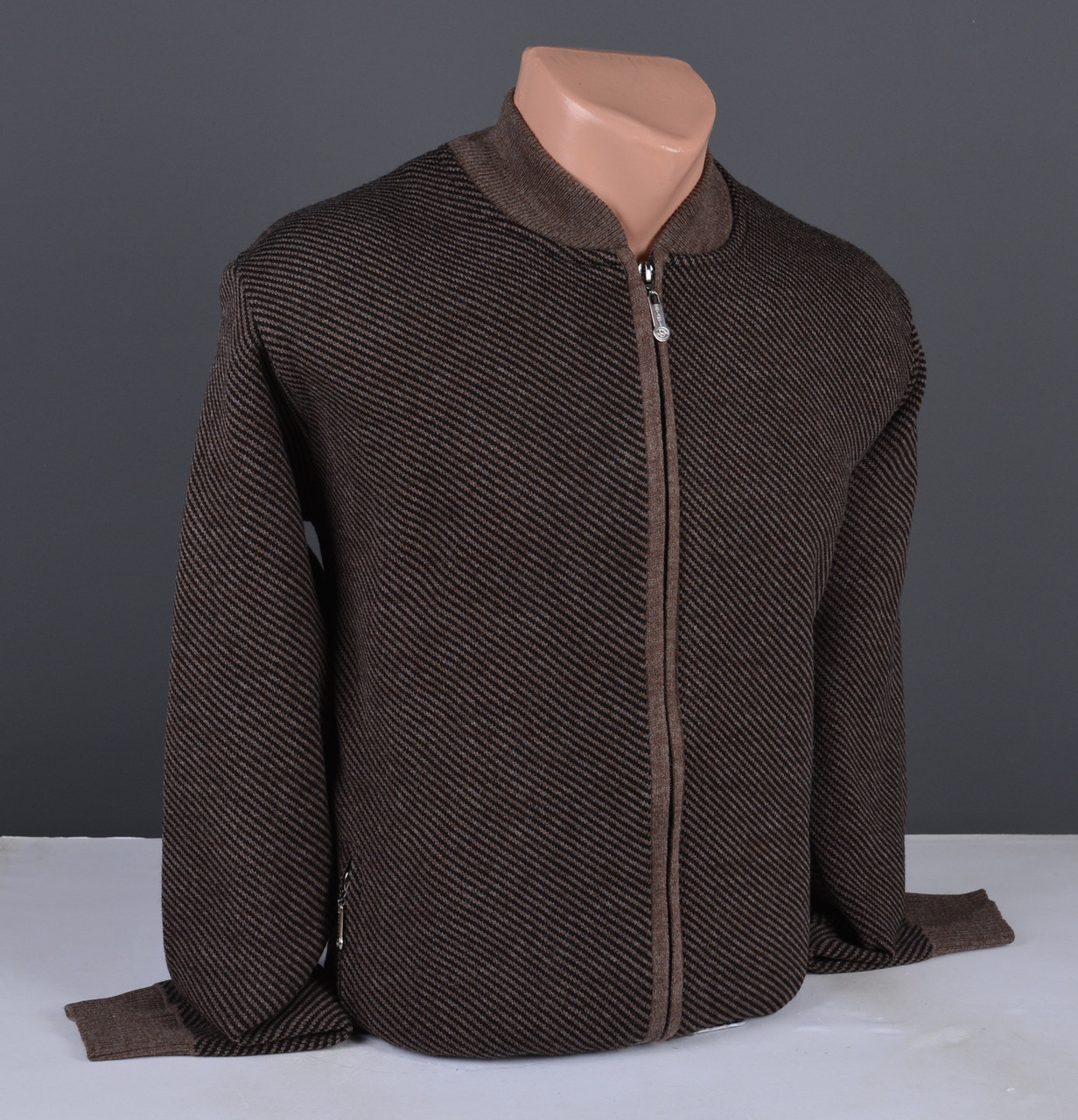 Чоловічий бомбер коричневий | Чоловіча кофта великого розміру 9328 Б, фото 1