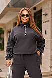 Темно-сірий теплий жіночий спортивний костюм із флісу, фото 8