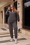 Темно-сірий теплий жіночий спортивний костюм із флісу, фото 6