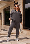 Темно-сірий теплий жіночий спортивний костюм із флісу, фото 7