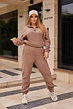 Кавовий теплий жіночий спортивний костюм із флісу, фото 5