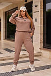 Кавовий теплий жіночий спортивний костюм із флісу, фото 6