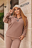 Кавовий теплий жіночий спортивний костюм із флісу, фото 7