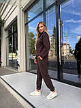 Коричневий теплий жіночий спортивний костюм із флісу, фото 4