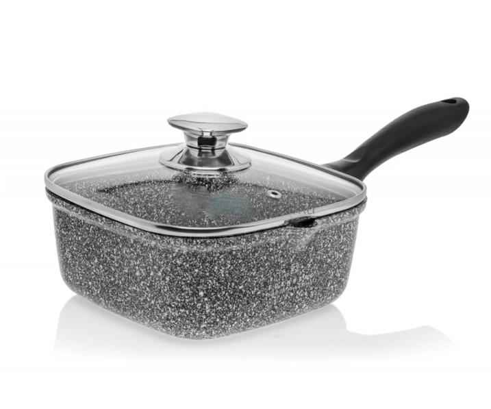 Ківшик квадратний Edenberg EB-16998 з кришкою 1,8 л*18 см із гранітним покриттям/сірий, фото 1