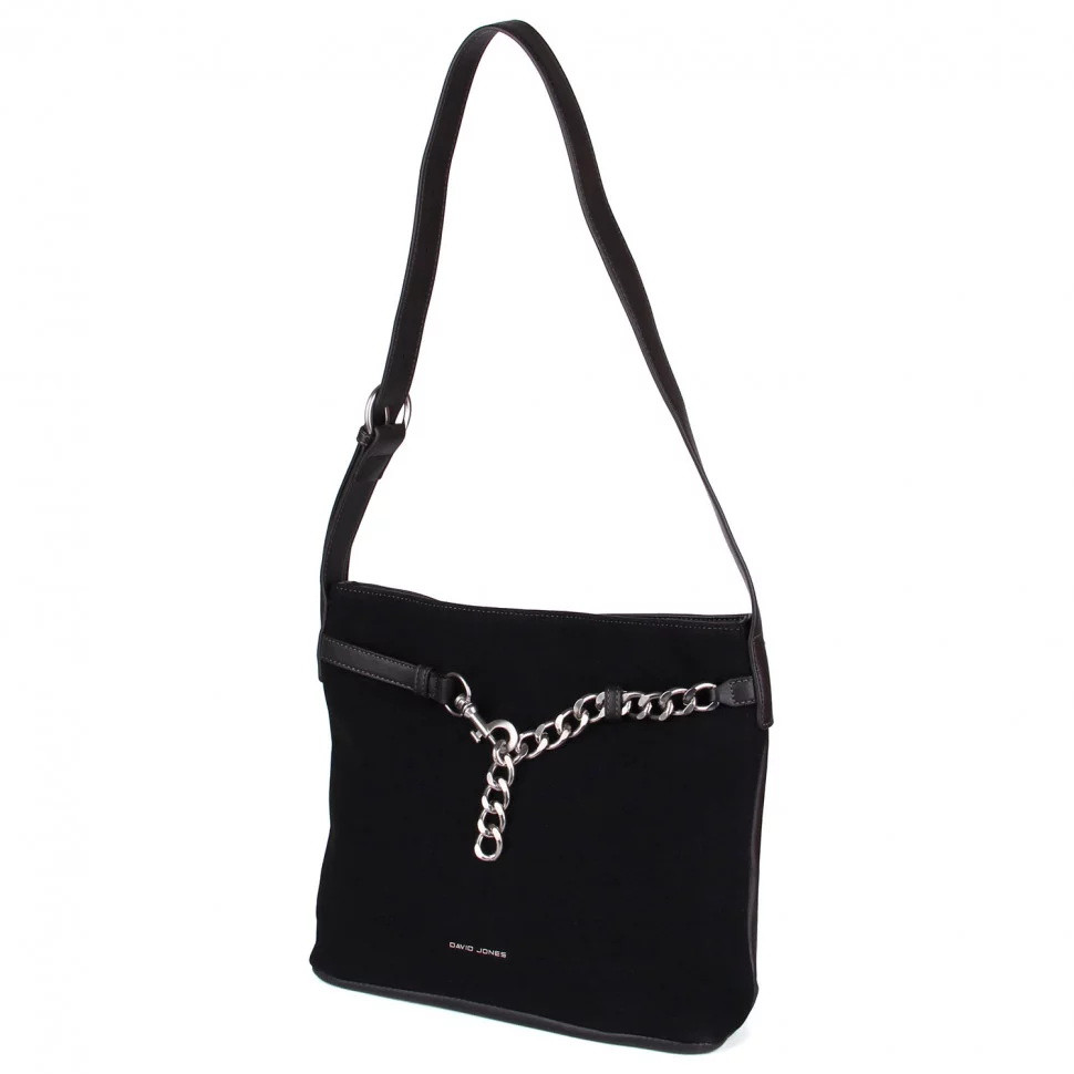 Мягкая сумка-мешок экокожа черный Арт.CM7731 black DavidJones Франція